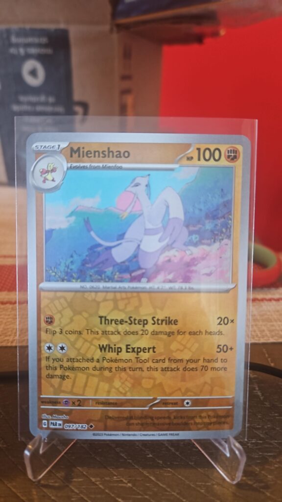 Mienshao 097/182 Reverse Holofoil uncommon single card from Pokemon TCG Scarlet & Violet Paradox Rift set