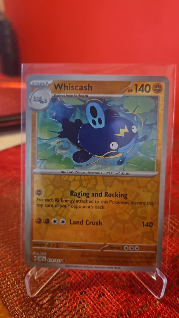 Whiscash 109/197 Pokemon Obsidian Flames SV03 Reverse Holo Uncommon Card NM