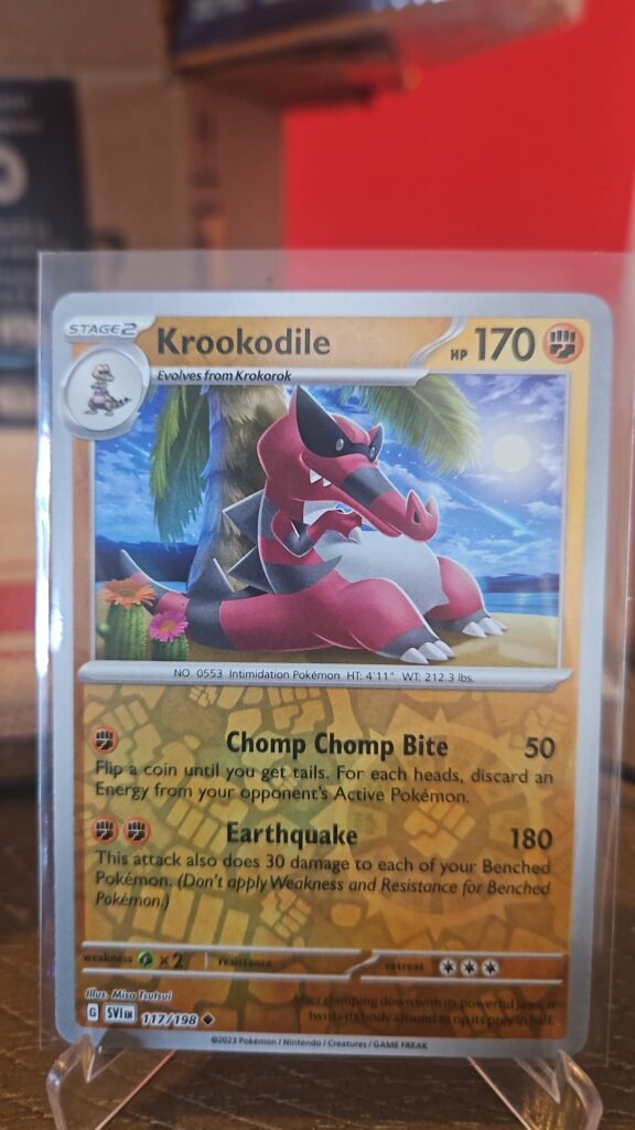 Krookodile 117/198 Reverse Holo Pokémon card from Scarlet and Violet Base Set