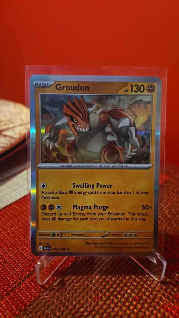 2024 Groudon 93/182 Holo Rare Pokémon card from the Paradox Rift set displayed in NM condition with centered holo artwork.