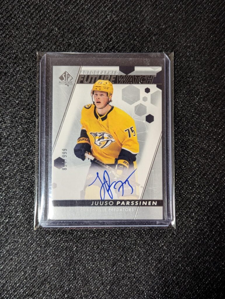 2022-23 SP Authentic Future Watch Auto Juuso Parssinen #443/999 Nashville Predators rookie card