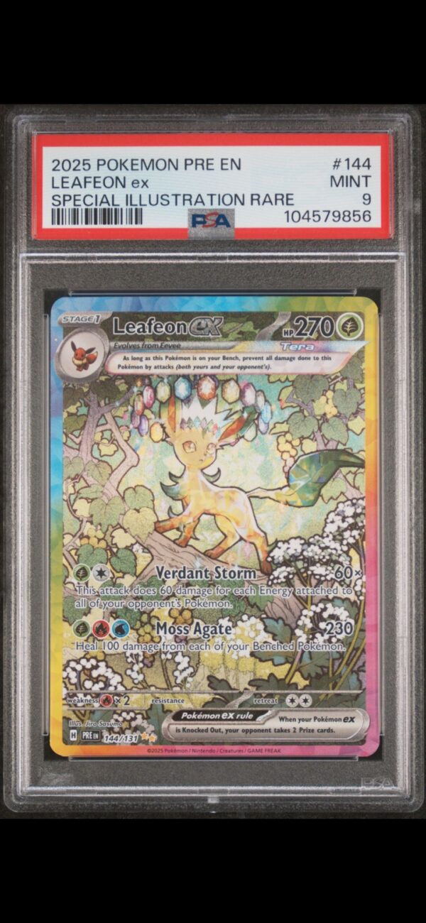 2025 POKEMON EN PRISMATIC EVOLUTIONS SPECIAL ILLUSTRATION RARE LEAFEON EX PSA 9