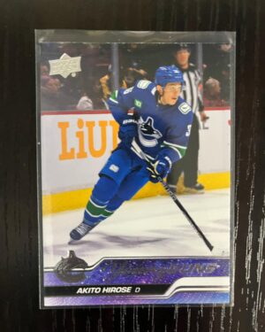 2023-24 Upper Deck Series 1 Young Guns Akito Hirose #242, Canucks rookie card, Young Guns RC, NHL rookie, Upper Deck hockey