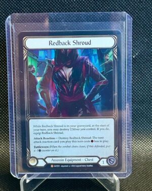Flesh and Blood Redback Shroud Rainbow Foil Outsiders card, near mint, featuring premium equipment for TCG collectors and players.