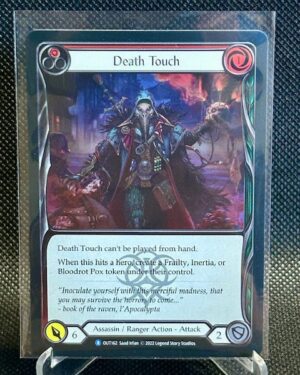 Flesh and Blood Death Touch (Red) Rainbow Foil Promo card, near mint, rare FAB promo, highly collectible for TCG players and collectors