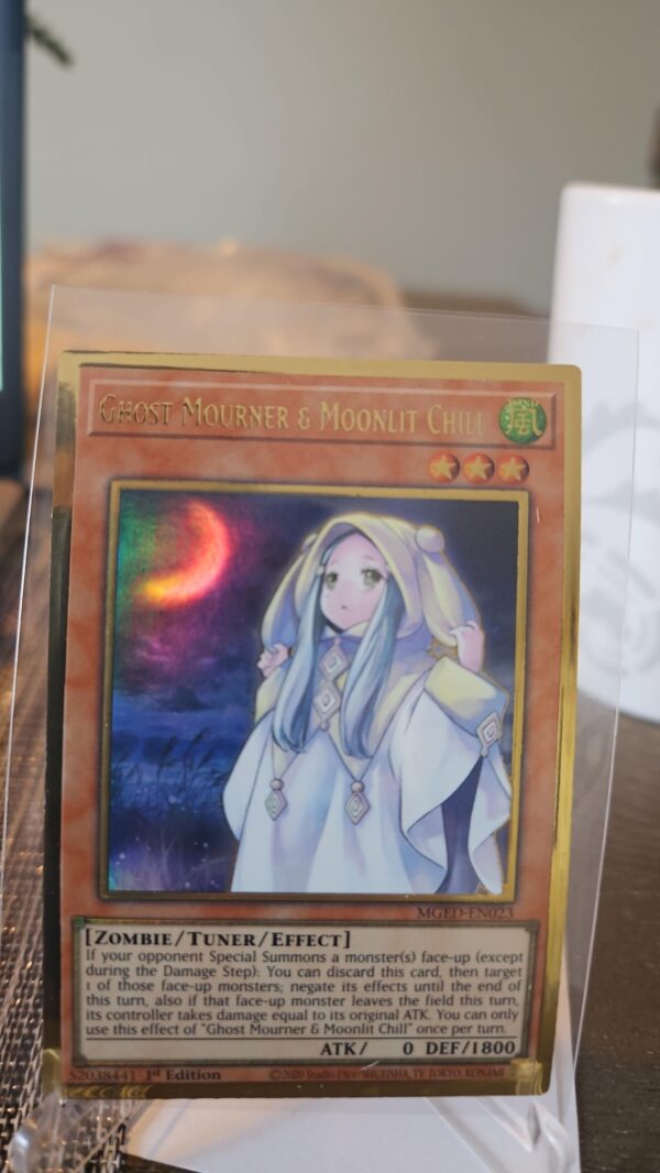 Yugioh Card Ghost Mourner & Moonlit Chill MGED-EN023 GOLD RARE 1st Edition - NM