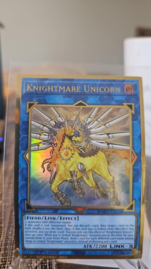 Yu-Gi-Oh! Knightmare Unicorn MGED-EN034 Premium Gold Rare 1st Edition
