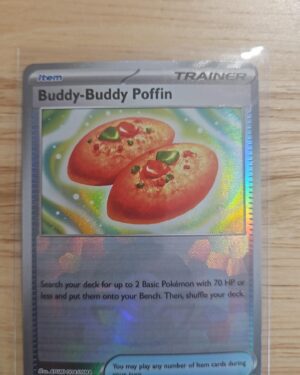 Pokémon TCG Buddy-Buddy Poffin 101/131 Prismatic Evolutions Poké Ball Holo trainer card displayed in near mint condition, showcasing prismatic holo effect and collectible artwork.