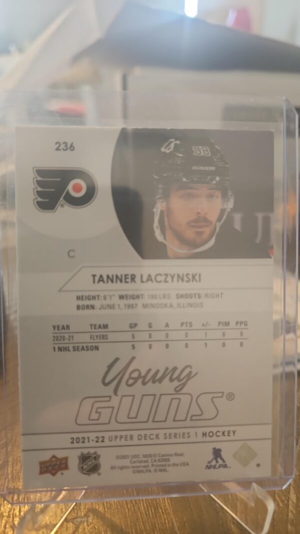 2021-22 Upper Deck Young Guns Tanner Laczynski Rookie Philadelphia Flyers #236 - Image 2