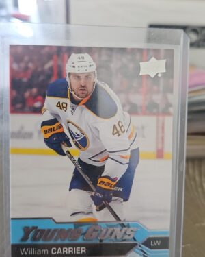 Front of the 2016-17 Upper Deck Series 2 Young Guns William Carrier #454 rookie hockey card