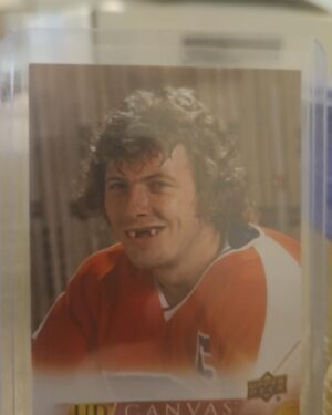 Bobby Clarke 2022-23 Upper Deck Series 2 Canvas Retired Stars #C245 card, a prized collectible for Philadelphia Flyers fans.