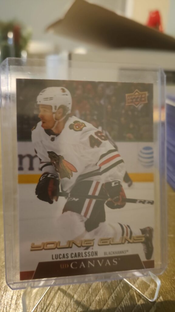 2020-21 Upper Deck Canvas Young Guns Lucas Carlsson #C234, Blackhawks rookie card, Canvas RC, NHL Young Guns, Upper Deck hockey