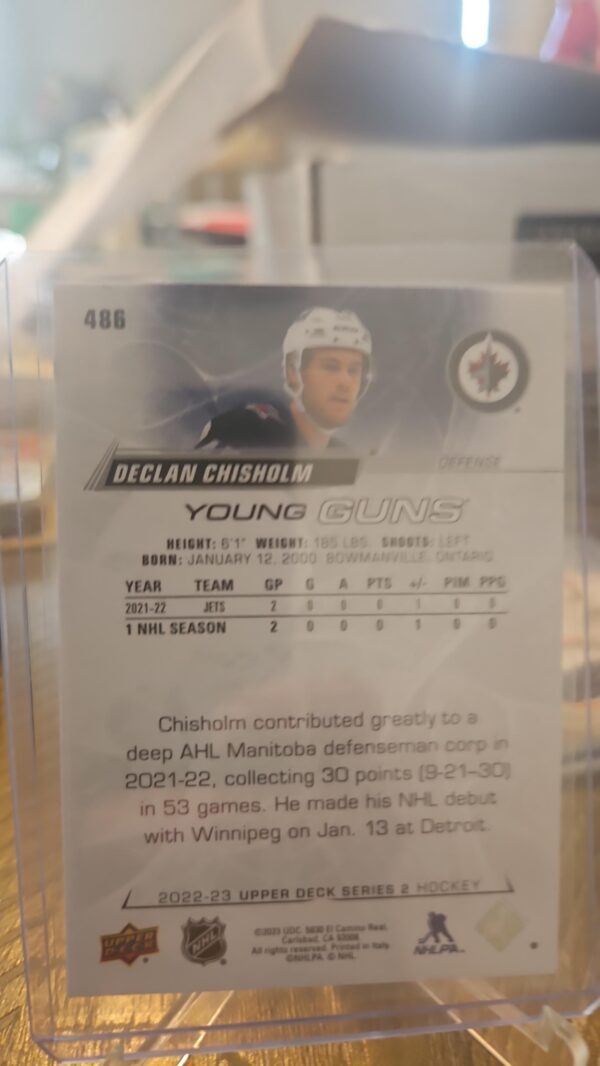2022-23 Upper Deck Young Guns Declan Chisholm Rookie Winnipeg Jets #486 - Image 2