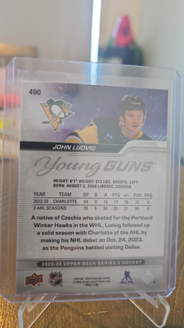 2023-24 Upper Deck Young Guns John Ludvig Rookie Pittsburgh Penguins #490 - Image 2