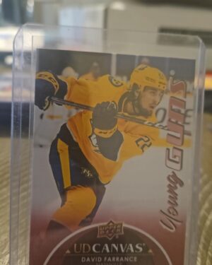 David Farrance 2020-21 Upper Deck Series 2 Young Guns Canvas #C98 rookie card, a prized collectible for Nashville Predators fans.