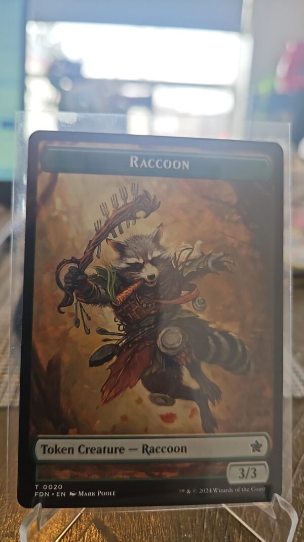 Elf Warrior / Raccoon (19/20) Doubled-Sided Token - Foundations - MTG - Image 2