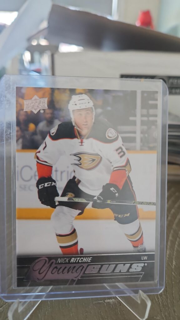 Nick Ritchie 2015-16 Upper Deck Series 2 Young Guns #496 rookie card, a prized collectible for Anaheim Ducks fans.
