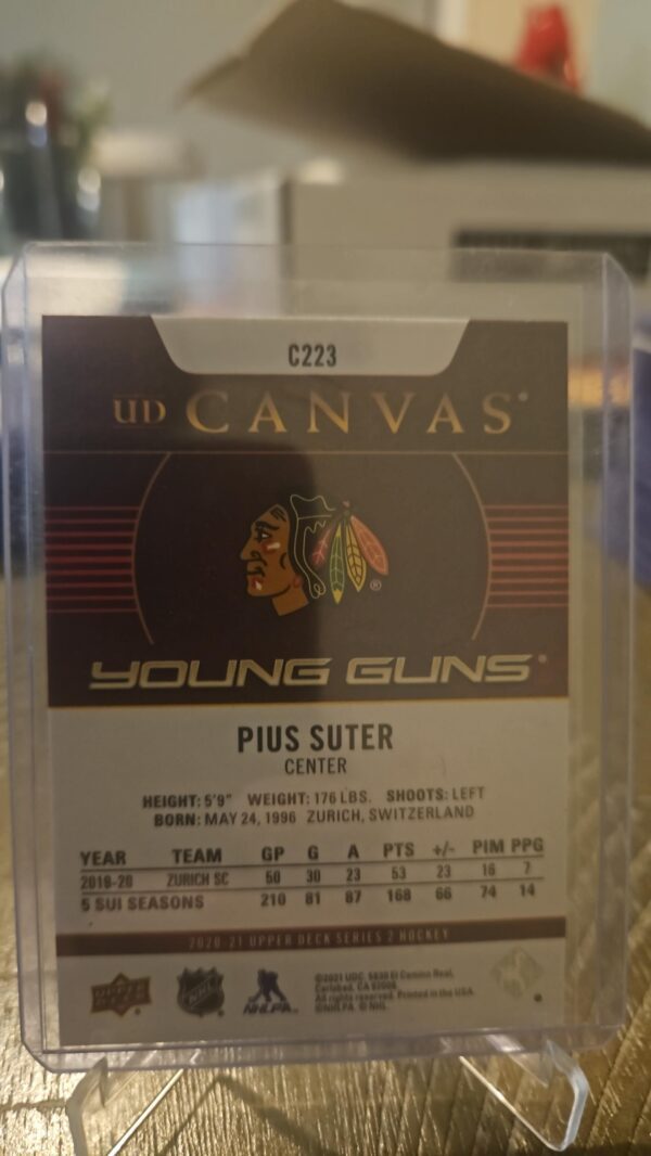 2020-21 Upper Deck Young Guns Canvas Pius Suter RC #C223 YG - Image 2