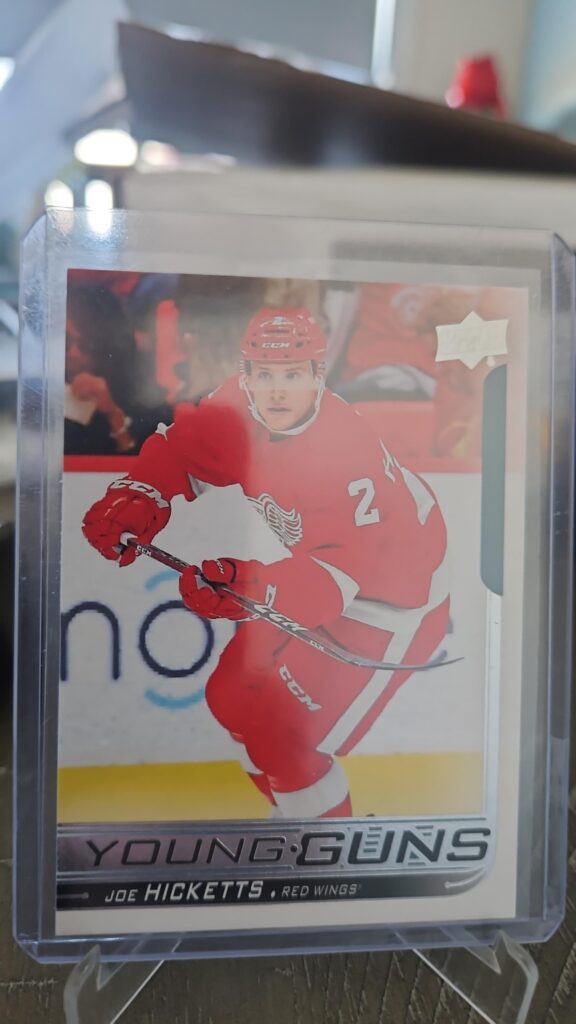 Joe Hicketts 2018-19 Upper Deck Series 2 Young Guns #469 RC card, a prized collectible for Detroit Red Wings fans