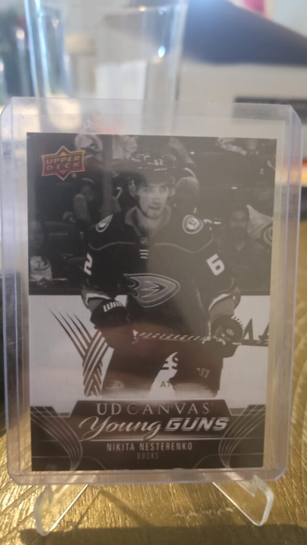 2023-24 UPPER DECK NIKITA NESTERENKO YOUNG GUNS ROOKIE CANVAS BLACK AND WHITE