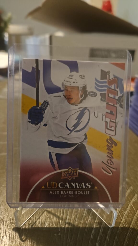 2021-22 Upper Deck Series 1 Young Guns Canvas Alex Barre-Boulet #C100, Lightning rookie card, Canvas RC, NHL Young Guns, Upper Deck hockey