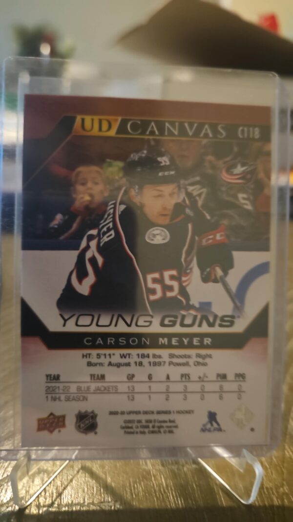 2022-23 Upper Deck Carson Meyer UD Canvas Young Guns RC #C118 - Image 2