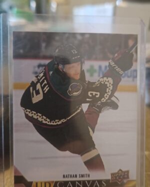 Nathan Smith 2022-23 Upper Deck Series 1 Young Guns Canvas #C117 rookie card, a prized collectible for Arizona Coyotes fans.