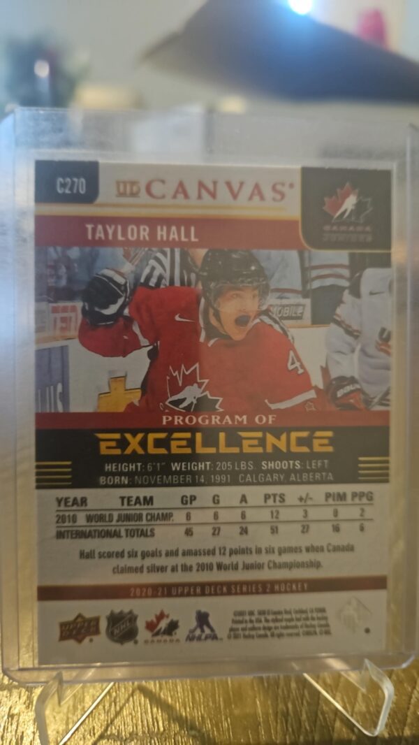 Taylor Hall, 2020-21 Upper Deck Program of Excellence Canvas #C270 - Canada - Image 2