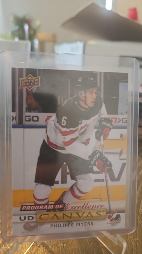 Philippe Myers 2019-20 Upper Deck Series 2 Program of Excellence Canvas #C269 rookie card, a prized collectible for Philadelphia Flyers fans.