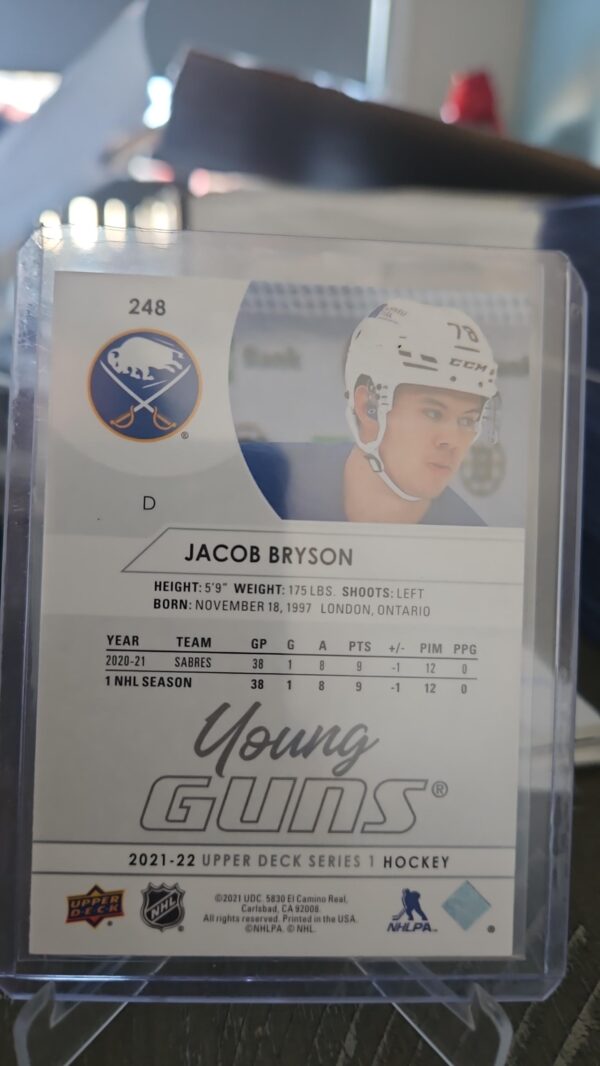 Jacob Bryson 2021-22 Upper Deck Series 1 Young Guns Rookie #248 Buffalo Sabres - Image 2