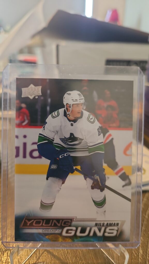 Nils Aman, 2022-23 Upper Deck Series 2, Young Guns, Rookie Card, #454, Vancouver Canucks, NHL