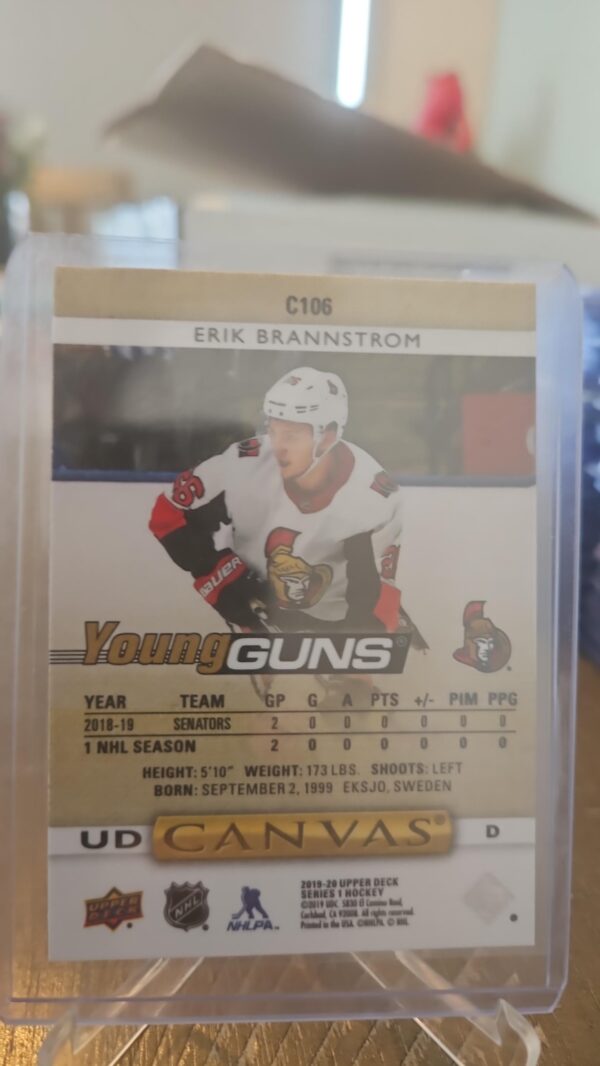 2019-20 Erik Brannstrom UD Upper Deck YG Young Guns Canvas #C106 Rookie RC - Image 2