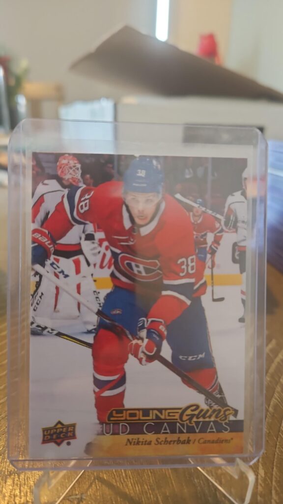 Nikita Scherbak 2017-18 Upper Deck Series 2 Young Guns Canvas #C107 rookie card, a prized collectible for Montreal Canadiens fans.