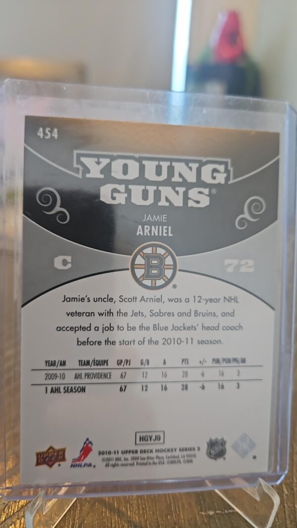 2010-11 Upper Deck Young Guns Jamie Arniel Boston Bruins #454 - Image 2