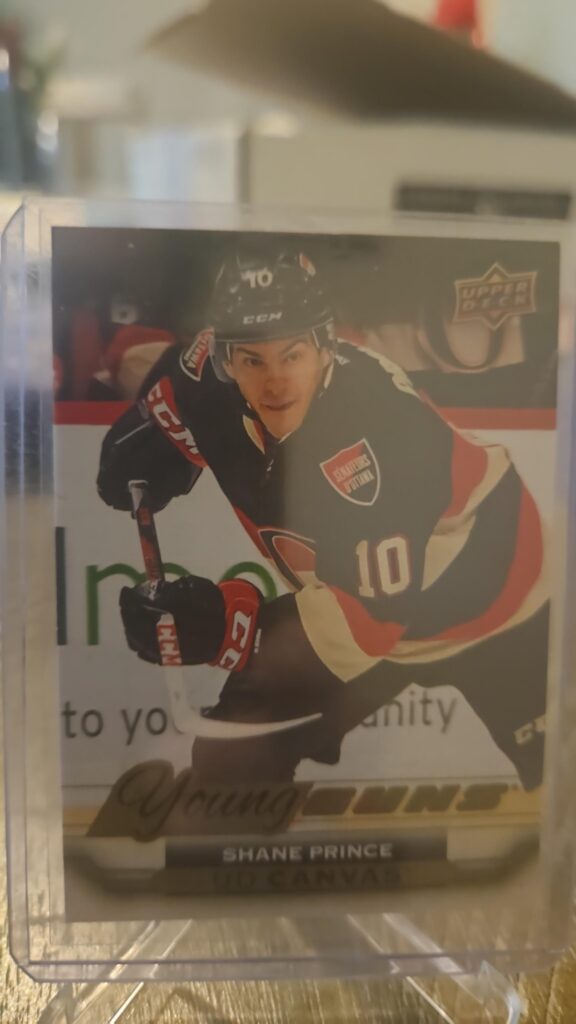 Shane Prince 2015-16 Upper Deck Series 2 Young Guns Canvas #C232 rookie card, a prized collectible for Ottawa Senators fans.