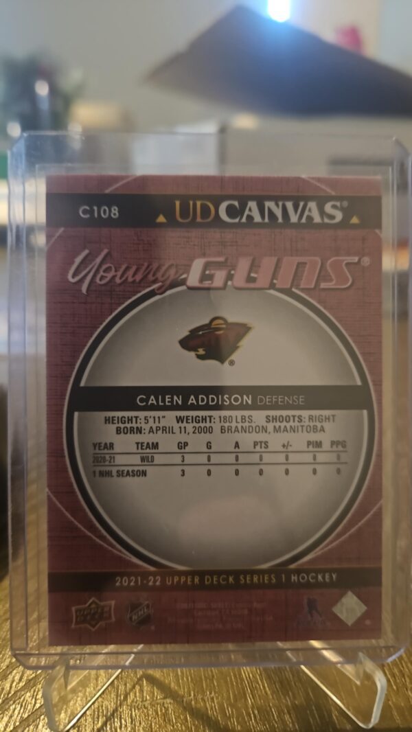 2021-22 CALEN ADDISON UPPER DECK SERIES 1 YOUNG GUNS ROOKIE RC CANVAS #C108 - Image 2