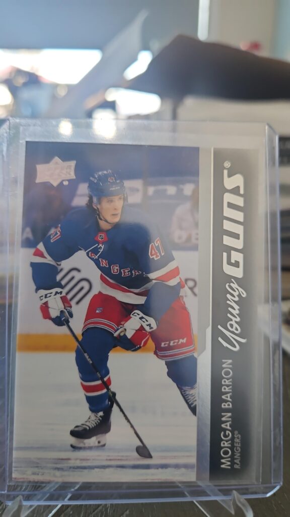 Morgan Barron, 2021-22 Upper Deck Series 1, Young Guns, Rookie Card, #215, New York Rangers, NHL