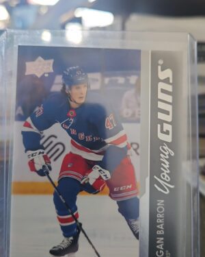 Morgan Barron, 2021-22 Upper Deck Series 1, Young Guns, Rookie Card, #215, New York Rangers, NHL