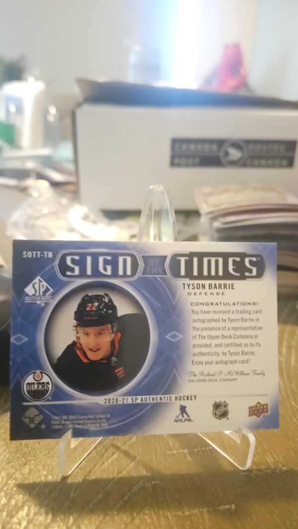 2020-21 SP Authentic Sign of the Times Tyson Barrie #SOTT-TB Autographed - Image 2