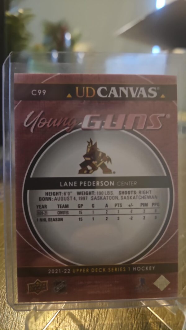 2021-22 Upper Deck Young Guns Canvas Rookie RC #C99 Lane Pederson - Image 2