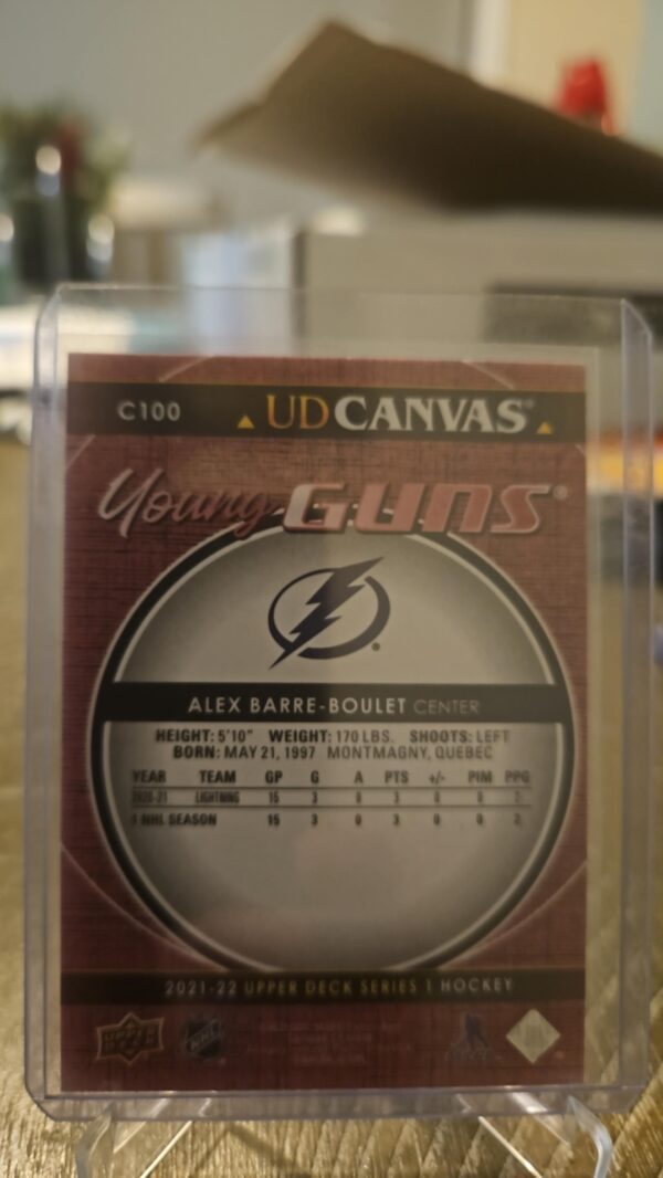2021-22 Upper Deck Young Guns Canvas #C100 Alex Barre-Boulet LIGHTNING - Image 2