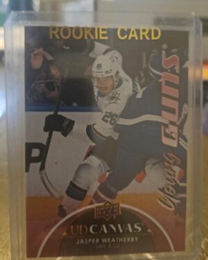 2021-22 Upper Deck Series 1 Canvas Young Guns Jasper Weatherby #C238, Sharks rookie card, Canvas RC, NHL Young Guns, Upper Deck hockey