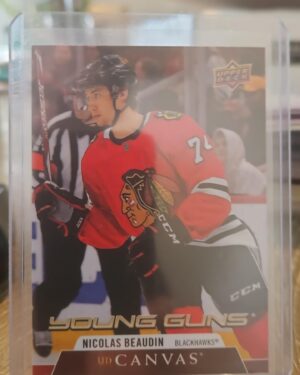 Nicolas Beaudin 2020-21 Upper Deck Series 2 Young Guns Canvas #C99 rookie card, a prized collectible for Chicago Blackhawks fans.