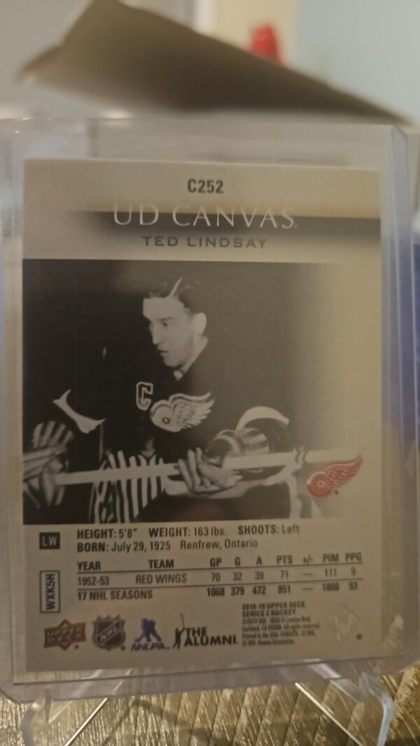 2018-19 Upper Deck UD Canvas Retired Stars Ted Lindsay #C252 HOF - Image 2