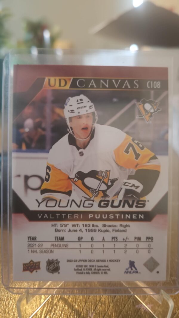 2022-23 Upper Deck Young Guns Canvas Rookie RC #C108 Valtteri Puustinen - Image 2