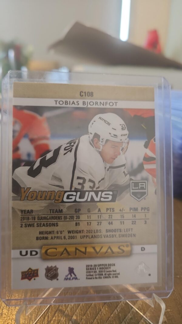 2019-20 Upper Deck UD Canvas Young Guns Tobias Bjornfot Los Angeles Kings #C108 - Image 2