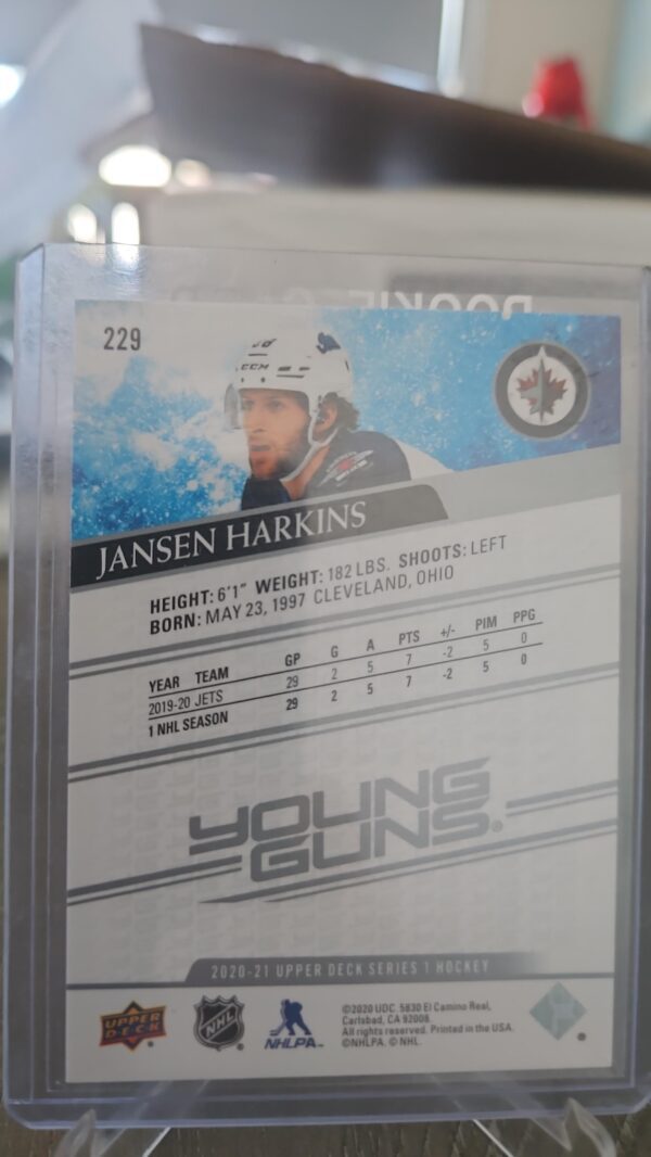 2020-21 Upper Deck Series 1 Young Guns #229 Jansen Harkins - Image 2