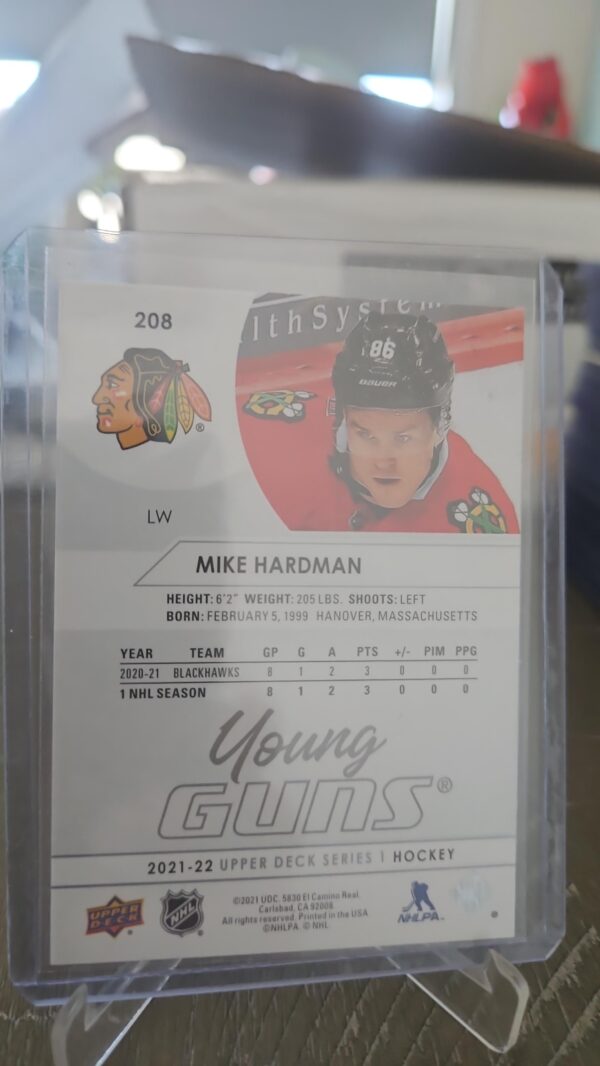 2021-22 Series 1 Mike Hardman Rookie Chicago Blackhawks #208 - Image 2