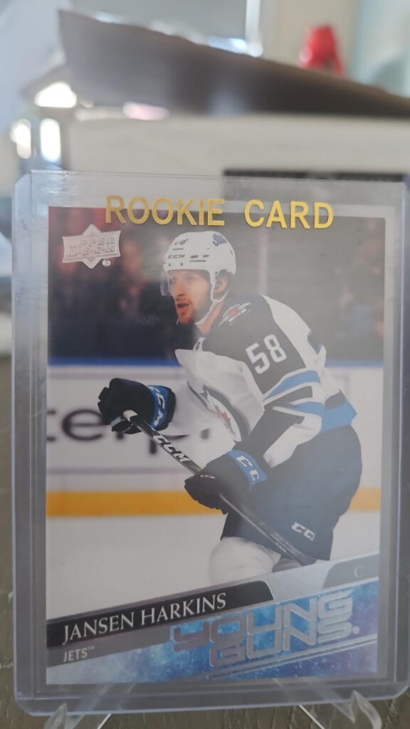 Jansen Harkins 2020-21 Upper Deck Series 1 Young Guns #229 rookie card, a prized collectible for Winnipeg Jets fans.