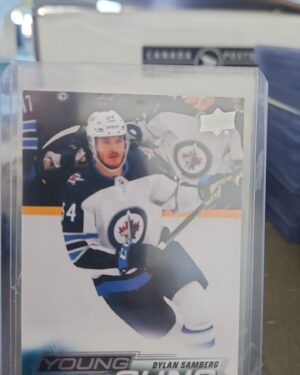 Dylan Samberg 2022-23 Upper Deck Series 1 Young Guns #233 rookie card, a prized collectible for Winnipeg Jets fans.